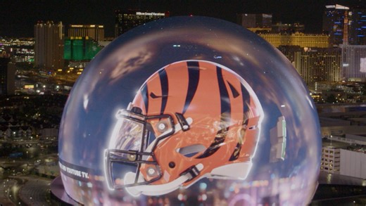 Cincinnati Bengals' helmet on display in Las Vegas as part of NFL, MSG Sphere campaign