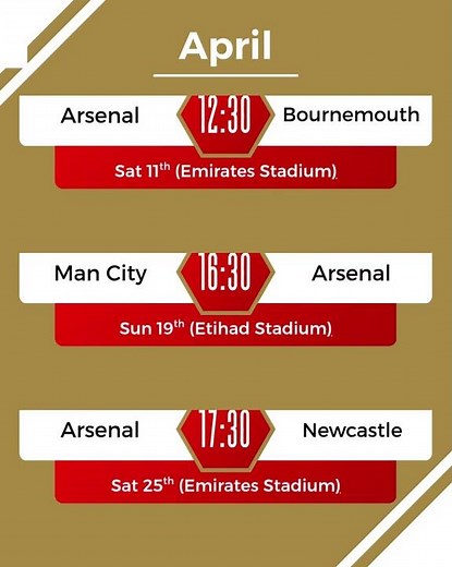 Upcoming Live Arsenal Fixtures on TV