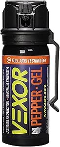 VEXOR Pepper Gel from Zarc, Maximum Strength Police Pepper Spray, Gel is The Future, Full Axis Technology Shoots from Any Angle 18-feet, Flip-top Safety