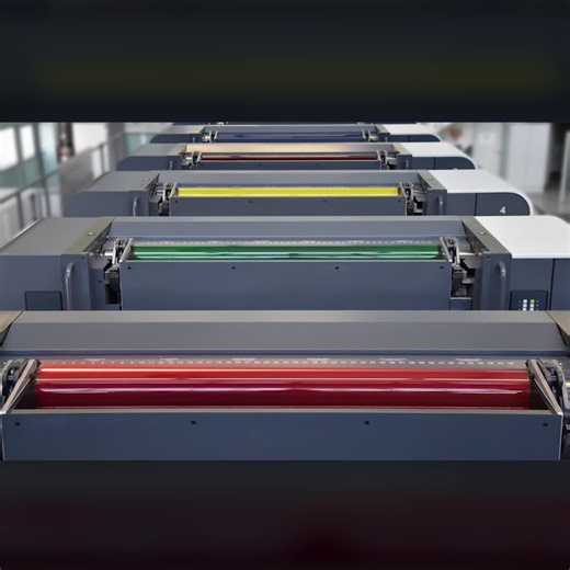 Manroland Sheetfed on Instagram: "🖌️✨Inking Unit Secrets Revealed🤫 The ROLAND 700 Evolution’s inking unit isn’t just any inking system, it’s a high-tech assistance for your press. With a teflon-coated ink fountain surface and unique speed compensation, it keeps the ink flowing perfectly and automatically adjusts the contact time between fountain and ink duct rollers. Even when the press takes a break, the rollers separate to stay clean and ready while optional remote-controlled oscillation tim