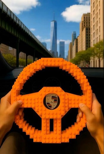 Orange LEGO steering wheel