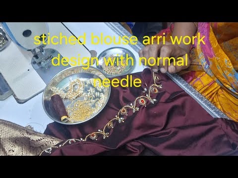 Rajeswari Krishnan is live stiched blouse arri work design with normal needle continue 👌👍