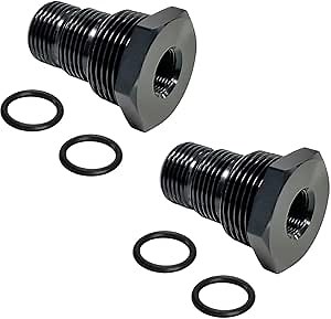 2Pcs 1/2-28 Female to 3/4-16 13/16-16 3/4 NPT Male Hose Thread Adapter Reducer Fitting Connector Aluminum Black