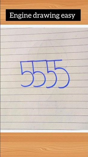 Engine drawing easy with number 5 🥰 #shorts