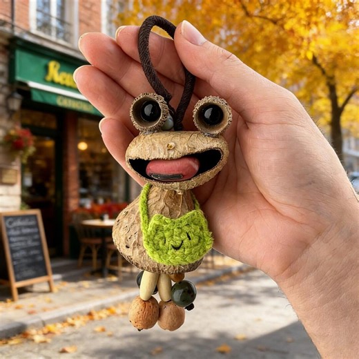 Handmade Nut Shell Ornament,handmade Key Chain,nut Shell Pendant,wind Chime Pendants,bag Decorations,bag Charm,natural Nut Shell Dolls - Etsy