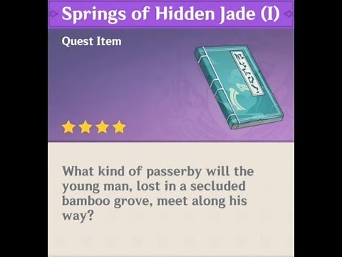 Genshin Impact: Collect the entire "Springs of Hidden Jade" series, Mortal Travials: V