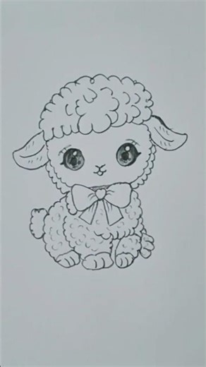 Cute Baby Lamb Drawing 🐑✨ #Shorts