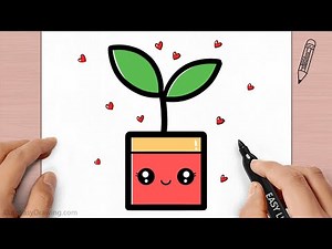 How to Draw a Cute Plant in a Pot – Easy Drawing for Kids | Step-by-Step Tutorial 🌱