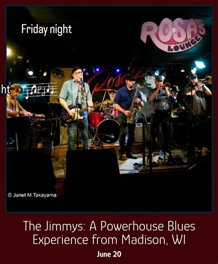 6.4K views · 111 reactions | Friday 06/20/2025 - The Jimmy's: Live at Rosa's Lounge! 21 + ID required. For tickets, go to: www.rosaslounge.com. Also livestreaming on Rosa's Lounge Facebook page and YouTube Channel! #blues #chicagoblues #bluesrock #livemusic #liveblues #thingstodoinchicago #thingstodoinchicago #bluesdancing #livemusicchicago #bluesclub #chicagomusicscene | Rosa's Lounge | Facebook
