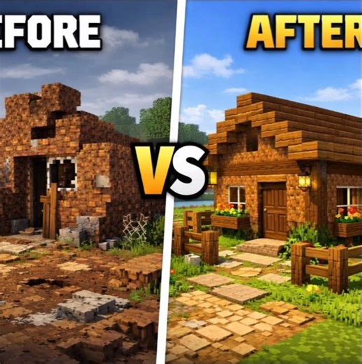 Minecraft House Build: BEFORE vs AFTER (Creative Mode)