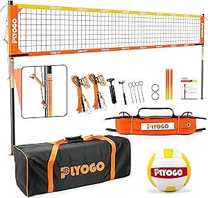 Volleyball Net for Backyard, Professional Portable Outdoor Heavy Duty Volleyball Net Set with Adjustable Aluminum Poles, Anti-Sag Design, Double Tension Adjuster for Beach, Grass |1680D Bag