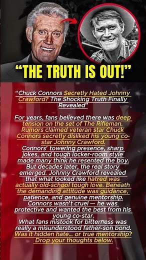 “Chuck Connors Secretly Hated Johnny Crawford? The Shocking Truth Finally Revealed”
