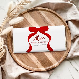 Red Bow Chocolate Wrappers, First Birthday Red Candy Bar Wrapper, Red Ribbon Chocolate Wrappers 8549 - Etsy