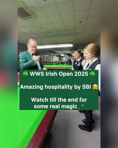 Watch Till The End For Some Real Magic 🪄 ☘️ World Women’s Snooker Irish Open 2025 ☘️ Perfect hospitality by our hosts Snooker & Billiards Ireland 🙌🏼 Many thanks to all involved! #snooker #womenssnooker #snookerireland Musik: Folk Bed Musiker: music by audionautix.com Lizenz: https://creativecommons.org/licenses/by/4.0/legalcode | World Women’s Snooker