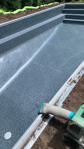 14x34’ with full length bench stadium stairs #poolsbuilders #pool #fyp #fypage