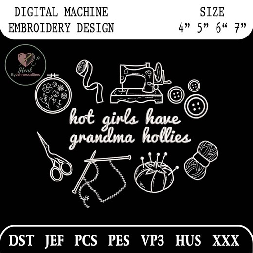 Funny Granny Era Embroidery Design File, Vintage Grandma Core Thrifting Style, Machine Embroidery Pattern, PES DST JEF, Digital Download - Etsy