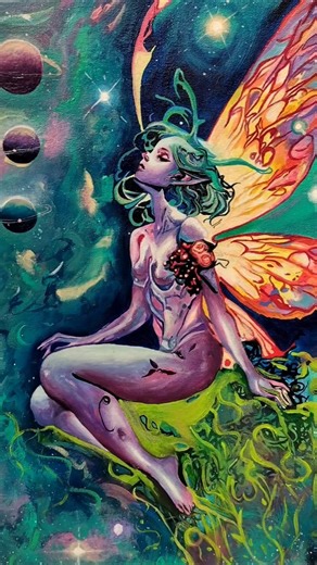 A painting for all the fantasy lovers/readers #art #fantasyart #acrylicpainting #fairycore #painting