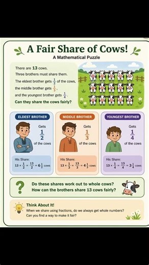 13 Cows Puzzle 🐄 | Can You Solve This Tricky Math Problem? 🤯 | Genius Brain Teaser
