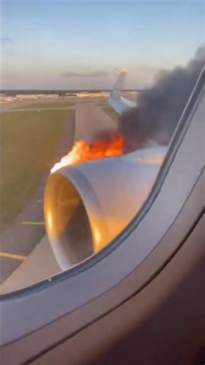 🔥Passenger POV: Terrifying Moment Plane Engine Catches Fire in Sky!#passengerpov #landing #usa