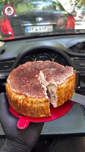 Basque‑Style Burnt Cheesecake ASMR | Cocoa‑Dust Slice – Creamy Center Pull in Car