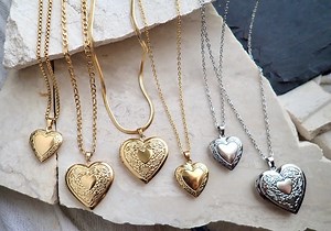 Gold Heart Locket Necklace, Vintage Locket Necklace, Photo Locket, No Tarnish Waterproof Pendant,keepsake Necklace,silver Gold Heart Pendant - Etsy
