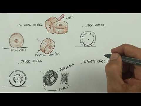 How to draw Simple Machines - Wheels in 3D - Engineering Drawing for Beginners