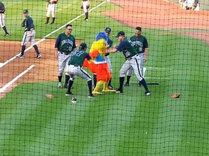 Famous Chicken gets beat up by the opposing team!