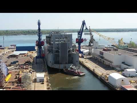 Dry-docking USNS Charlton at Philly Shipyard - Drone Viewpoint