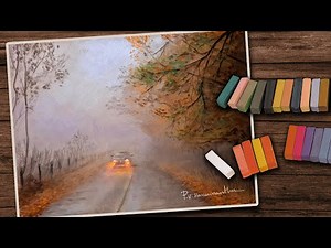 Soft pastel drawing - How to Draw Foggy Landscape with soft pastels