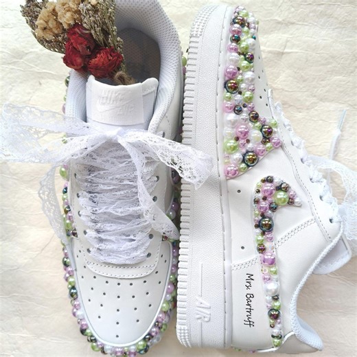 Personalized Gothic Bride Air Force One - Custom Wedding Shoes - Pearl and Lace Wedding Shoes- Unique Anniversary Gift-a Unique Gift for Her - Etsy
