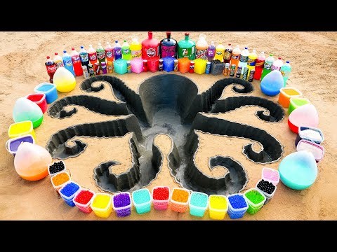 How to make Giant Octopus with Cement, Big Coca Cola bottle, 7up, Soda, Schweppes vs Mentos