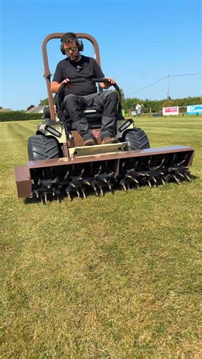 This is the Aera-vator from Grasshopper Mowers! Turning your front cut lawn mower into an aeration animal 🤯 #aeration #aerator #groundcare #lawncare #sportsturf #turfmaintenance There are a range of other attachments which you can find out about in our full YT video Grasshopper Mowers Grasshopper Mowers UK Chandlers Groundscare and Arb | Machinery Nation