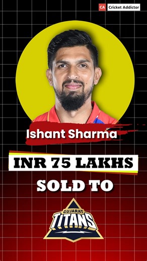 "IPL Auction 2025: Gujarat Titans Add Ishant Sharma to Their Squad for ₹75 Lakh!" | Cricket Addictor