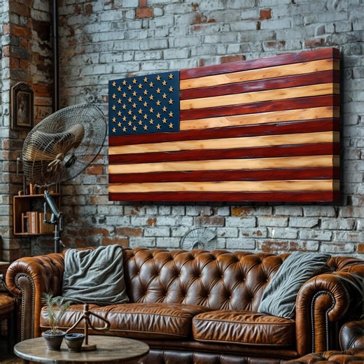 Old Glory American Flag Wall Art | Rustic American Flag Wall Art | USA Flag Canvas | Patriotic Decor | Veterans Gift Home Office Sign - Etsy