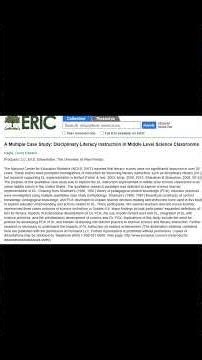 A multiple case study: Disciplinary literacy instruction in middle level science (2018) #literacy