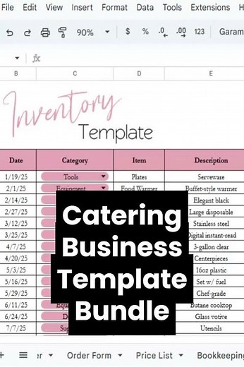 Catering Business Template Bundle Google Sheets - Food, Restaurant Company Excel Spreadsheet