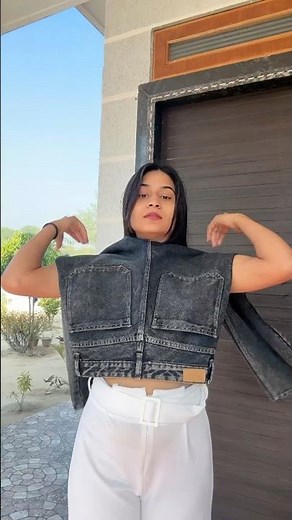 DIY Denim Top From Old Jeans 👖✨ | Fashion Hack | Upcycle Outfit Idea #shorts