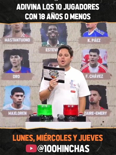 ¿Quiénes tienen 18 AÑOS o menos? 🤔⚽️ 📺 No te pierdas 100% Hinchas EN VIVO 🕣 Lunes, miércoles y jueves – 8:30PM por YouTube ⚽🔥 #trivia #preguntas #futbol #promesas