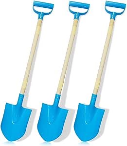 Kids Beach Shovels for Digging Sand, Beach Toys Gifts for Kids 3-10, 31" Long Plastic Shovel Spade & D-Handle, Adjustable Length, 3PACK