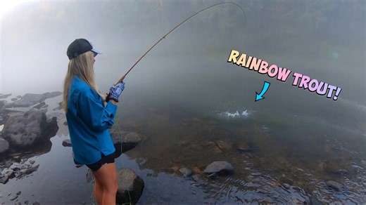 Fly-fishing for rainbow trout with tiny flies