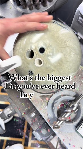 You don’t always have to buy a brand new ball. If you find one you like that is already drilled for someone else, we can plug the holes and redrill the ball to fit your hand. Here’s a peek at the process. Fun fact: some proshops will plug theholes with clear epoxy, or just all black. We take pride in our color matching, so it’s not too obvious that you’re throwing a used ball.