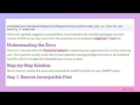 Troubleshooting PyroCMS Installation Issues on XAMPP for Windows