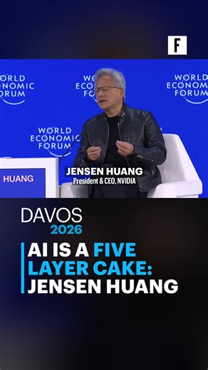 🚨 AI is not just a technology shift—it’s a platform shift. Speaking at the World Economic Forum in Davos, NVIDIA CEO Jensen Huang described AI as a five-layer stack driving what he called the largest infrastructure buildout in history, creating jobs across energy, manufacturing, cloud and applications. For more news & updates, visit 🔗 https://www.fortuneindia.com/ #WEF #Davos2026 #ArtificialIntelligence #TechInfrastructure #GlobalEconomy #NVIDIA | Fortune India