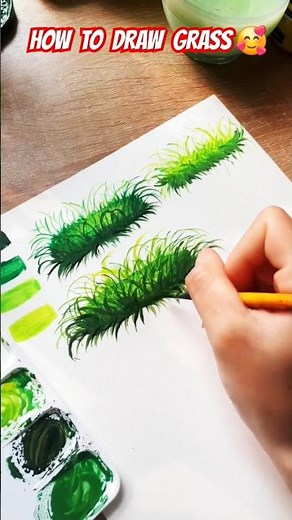 "How to Paint Grass with Watercolor | Easy Step by Step Grass Painting for Beginners"#shorts