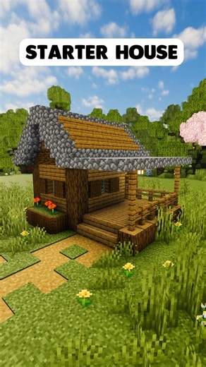 Simple Minecraft Starter House Idea ✨ #shorts #minecraftbuilding