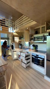 Tiny house kitchen, big storage 🍳 Inside the Andromeda tiny house on wheels Airbnb at the Acony Bell Tiny Home Community