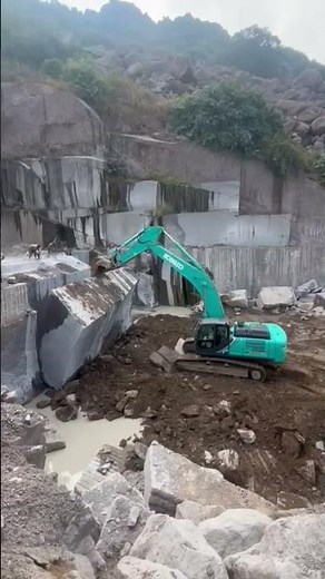 Massive Stone Block Extraction | Excavator Power in Granite Quarry #quarrywork #jcb3dx
