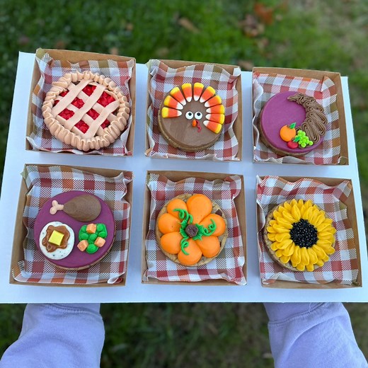 949K views · 11K reactions | Feast your eyes ️ you guys LOVED the Halloween version so much I had to do a Thanksgiving one as well! #milkandcookiecakes #cookie #cookiecake #minicookiecakes #cake #asmr #asmrsounds #baking #baker #hobbybaker #bakingasmr #recipe #decoratingasmr #buttercream #piping #thanksgiving #thanksgivingdessert #thanksgivingdinner #turkey #pumpkin #sunflower #cornucopia #pie | Milk & Cookie Cakes | Facebook