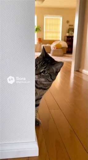 Shy Cat Gets Caught Peeking#cat #cute #funnycats #funny #animals