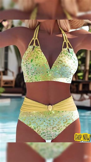 Bikini Halterneck Sexy Trykt Bh 4BI96966 黄色